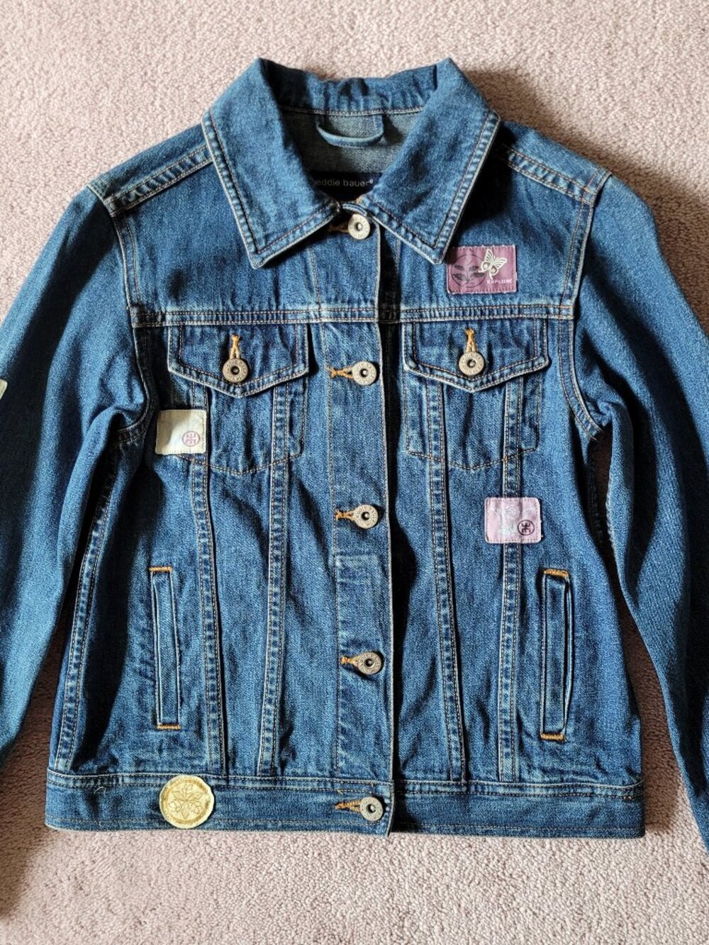 Vintage Eddie Bauer Girl's Denim Jacketl with Patchwork Size M (10/12)
